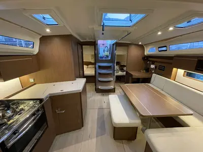 Salon of Aurora, a Beneteau Oceanis 40.1 sailboat at Rhodes, Greece