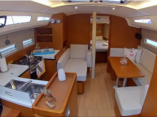 Evelina, a Jeanneau Sun Odyssey 410 sailboat at Lavrion, Greece