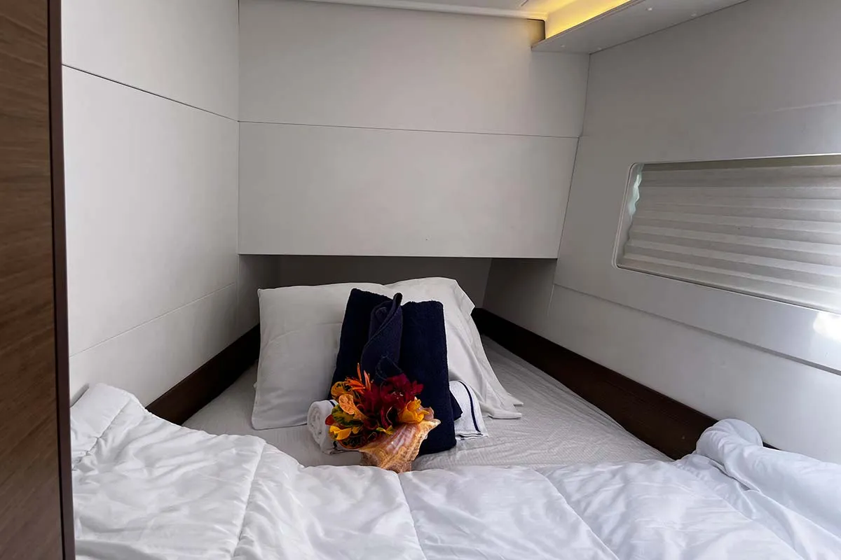 Cabin on Indie Vortex , a Lagoon 40 catamaran at Central Abaco, Bahamas