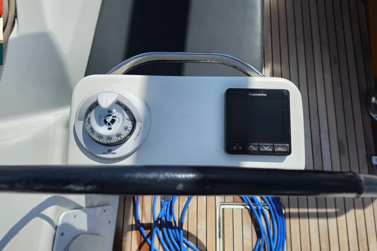 Cockpit of Dufour 430 GL, a sailboat at Kaštela, Croatia