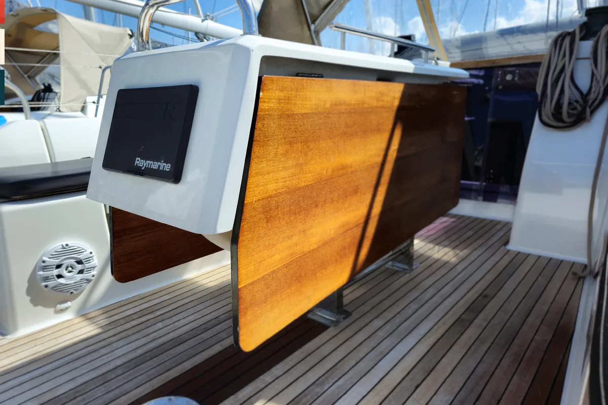 Deck of Dufour 430 GL, a sailboat at Kaštela, Croatia