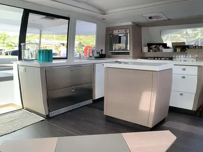 Galley of Champs-Elysees, a Fountaine Pajot Saona 47 catamaran at Road Town, British Virgin Islands