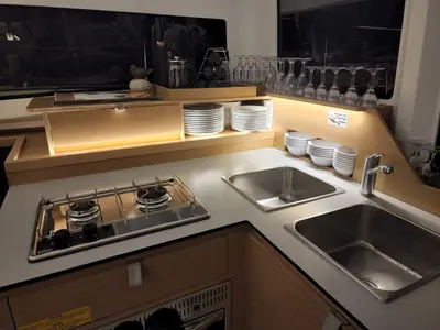 Galley of Lizzy, a Excess 11 - 4 + 1 + 1 cab. catamaran at Fethiye, Turkey