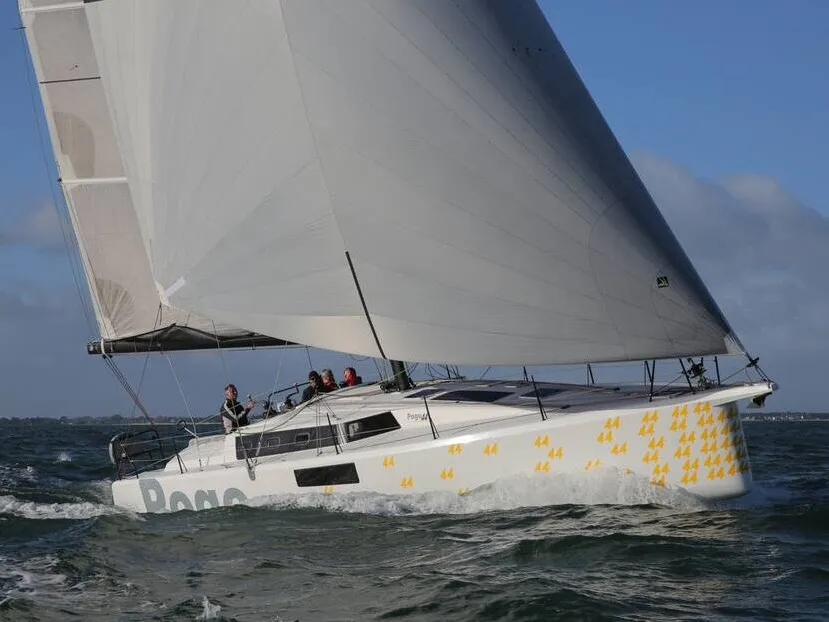 Exterior view of TOSTAKY, a Pogo 44 sailboat at La Trinité-sur-Mer, France
