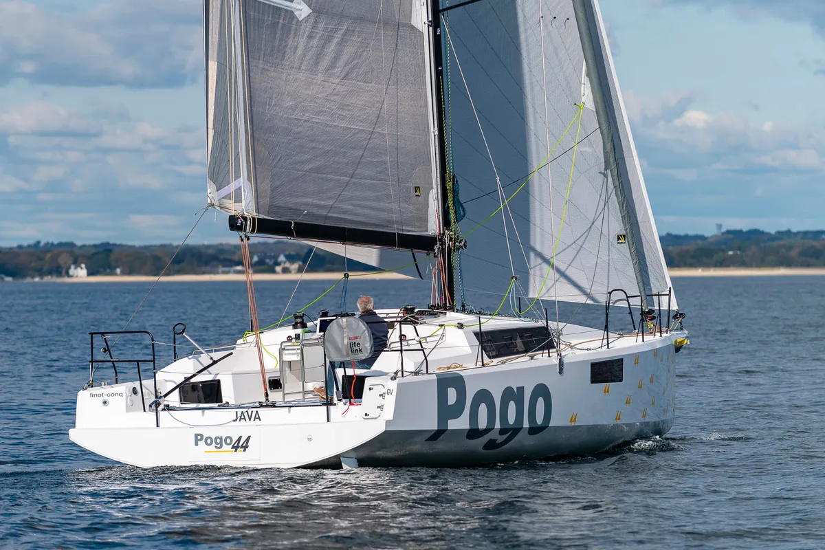 Exterior view of TOSTAKY, a Pogo 44 sailboat at La Trinité-sur-Mer, France