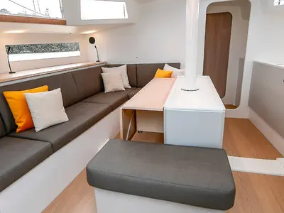 Salon of TOSTAKY, a Pogo 44 sailboat at La Trinité-sur-Mer, France