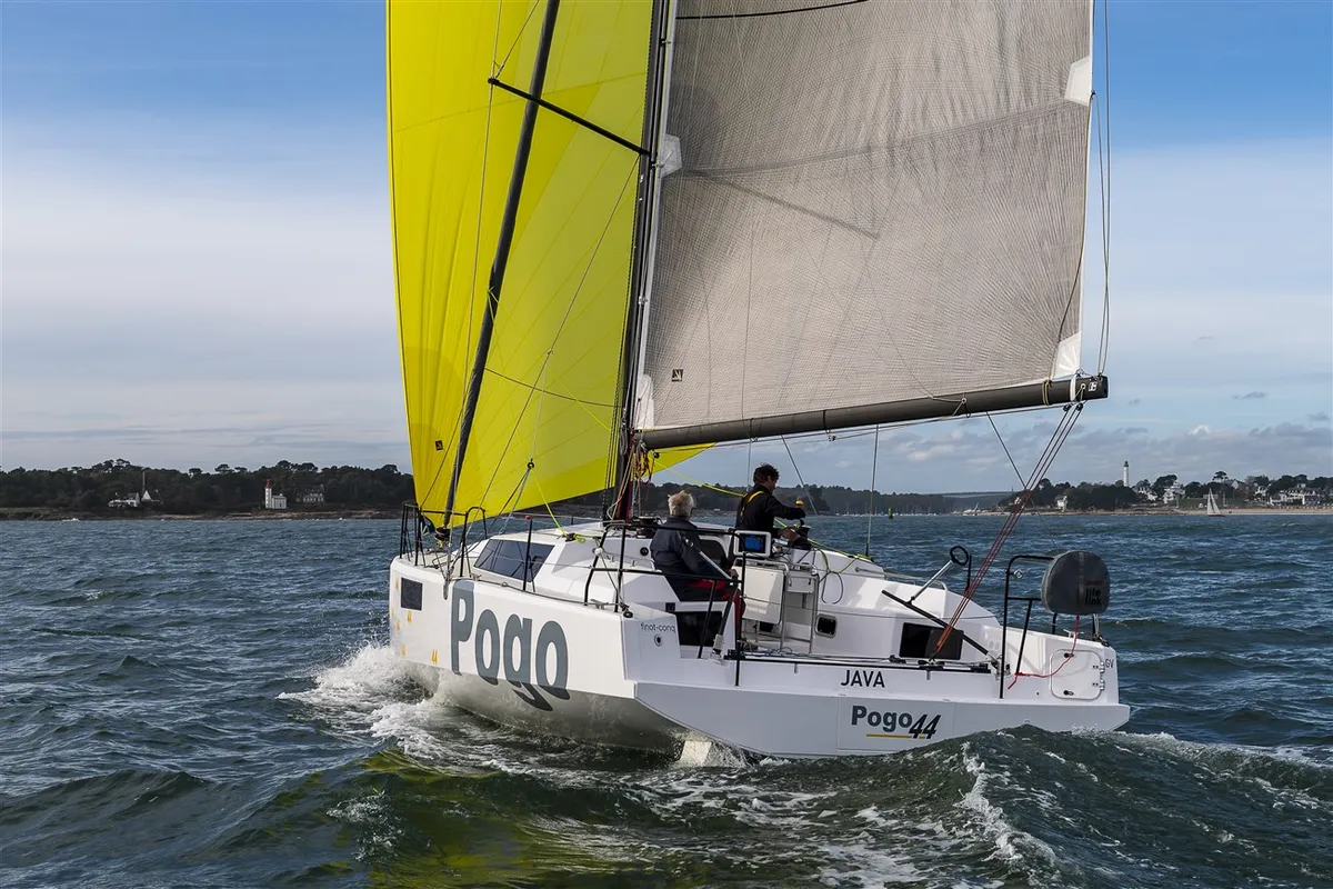 Exterior view of TOSTAKY, a Pogo 44 sailboat at La Trinité-sur-Mer, France