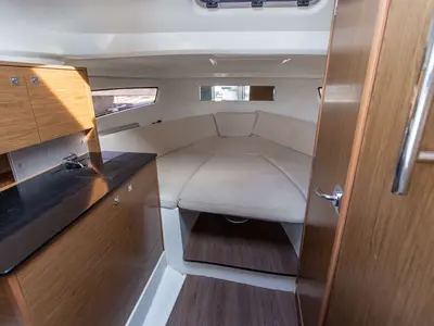 Cabin on Cap Camarat 9,0 WA, a Jeanneau Cap Camarat 9.0 WA motorboat at Grad Pula, Croatia