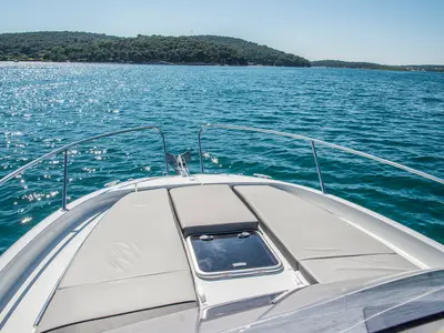 Deck of Cap Camarat 9,0 WA, a Jeanneau Cap Camarat 9.0 WA motorboat at Grad Pula, Croatia