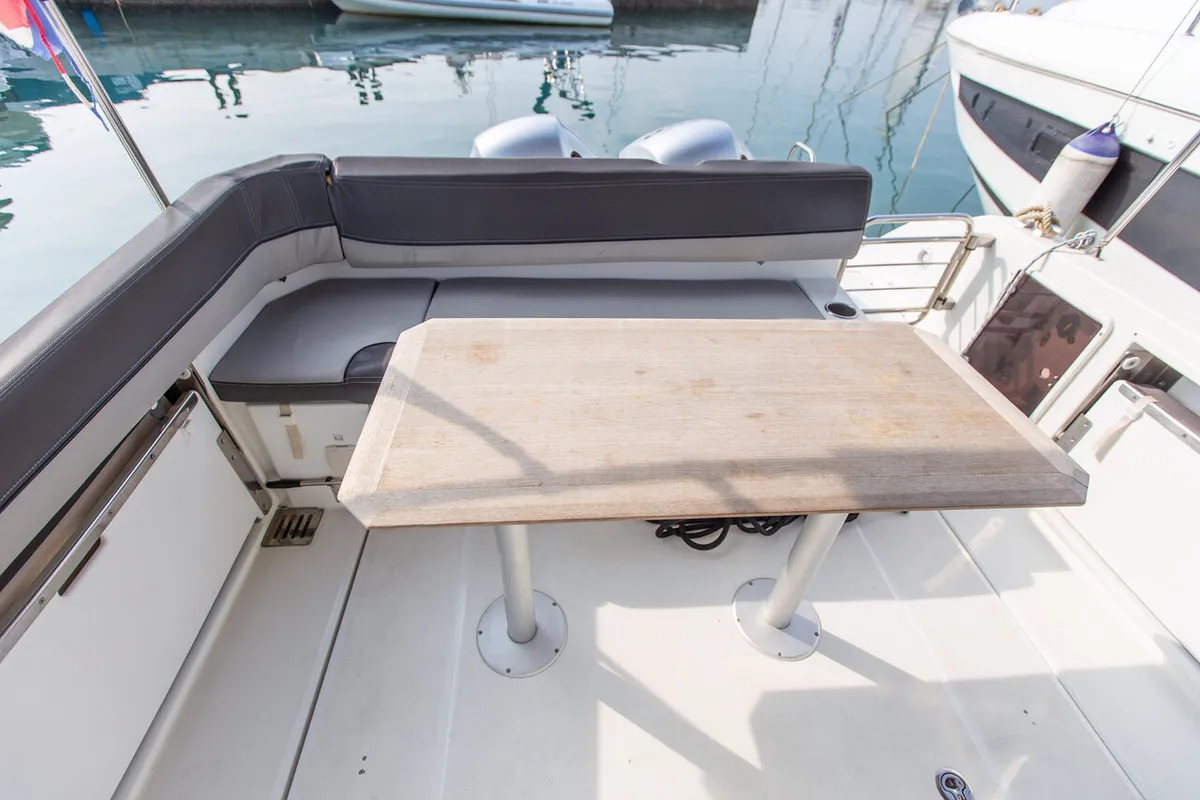 Deck of Cap Camarat 9,0 WA, a Jeanneau Cap Camarat 9.0 WA motorboat at Grad Pula, Croatia