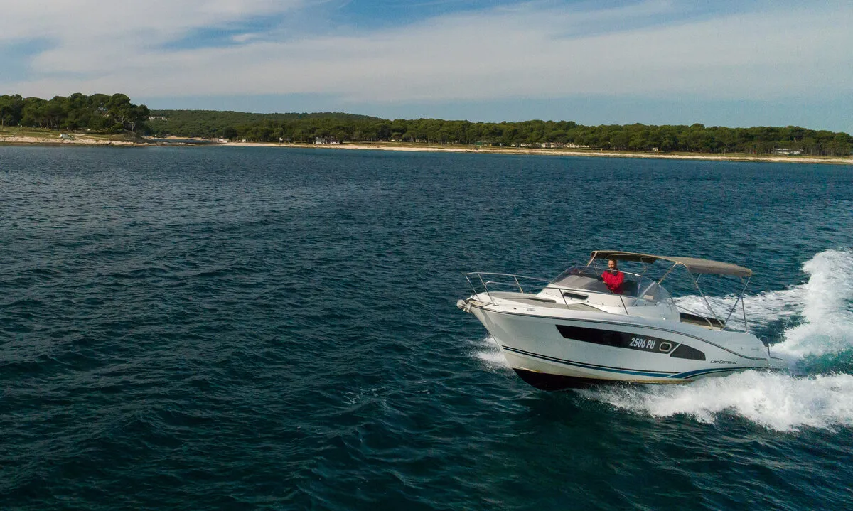Exterior view of Cap Camarat 9,0 WA, a Jeanneau Cap Camarat 9.0 WA motorboat at Grad Pula, Croatia