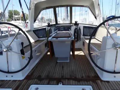 Cockpit of Kos 41.4, a Beneteau Oceanis 41.1 sailboat at Volos Municipality, Greece