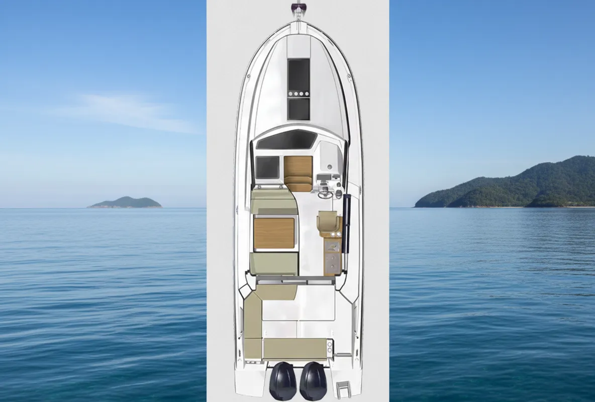 Exterior view of Bella Vista, a Beneteau Antares 9 motorboat at Pula, Croatia