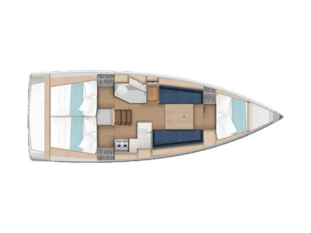 Floor plan of Senka, a Jeanneau Sun Odyssey 350 sailboat at Grad Cres, Croatia