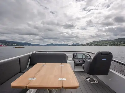 Deck of Sunset, a Viknes S40 Fly motor yacht at Općina Sukošan, Croatia