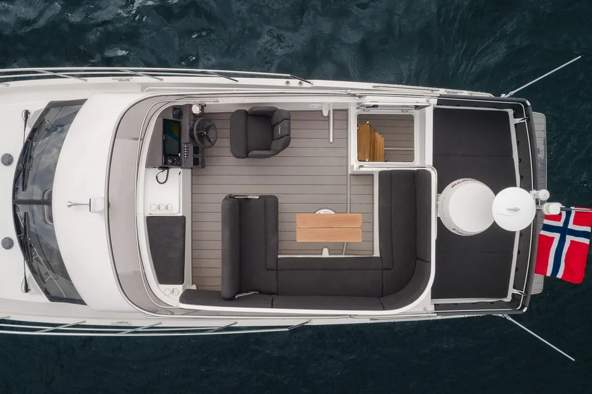 Deck of Sunset, a Viknes S40 Fly motor yacht at Općina Sukošan, Croatia