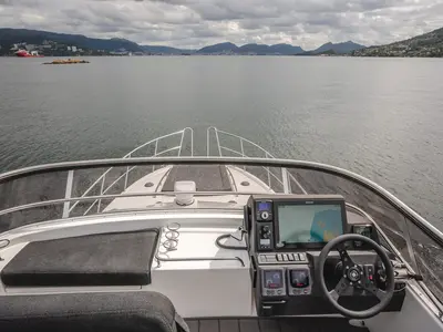 Cockpit of Sunset, a Viknes S40 Fly motor yacht at Općina Sukošan, Croatia