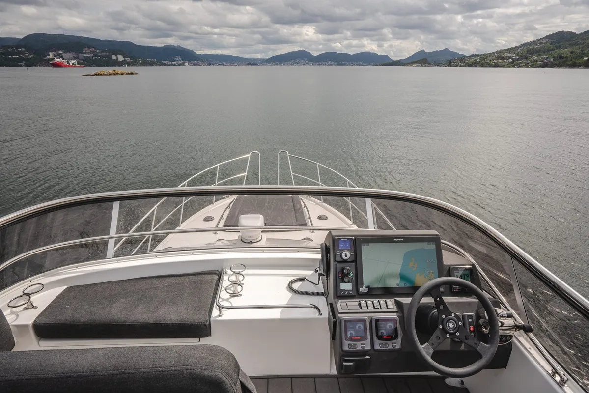 Cockpit of Sunset, a Viknes S40 Fly motor yacht at Općina Sukošan, Croatia