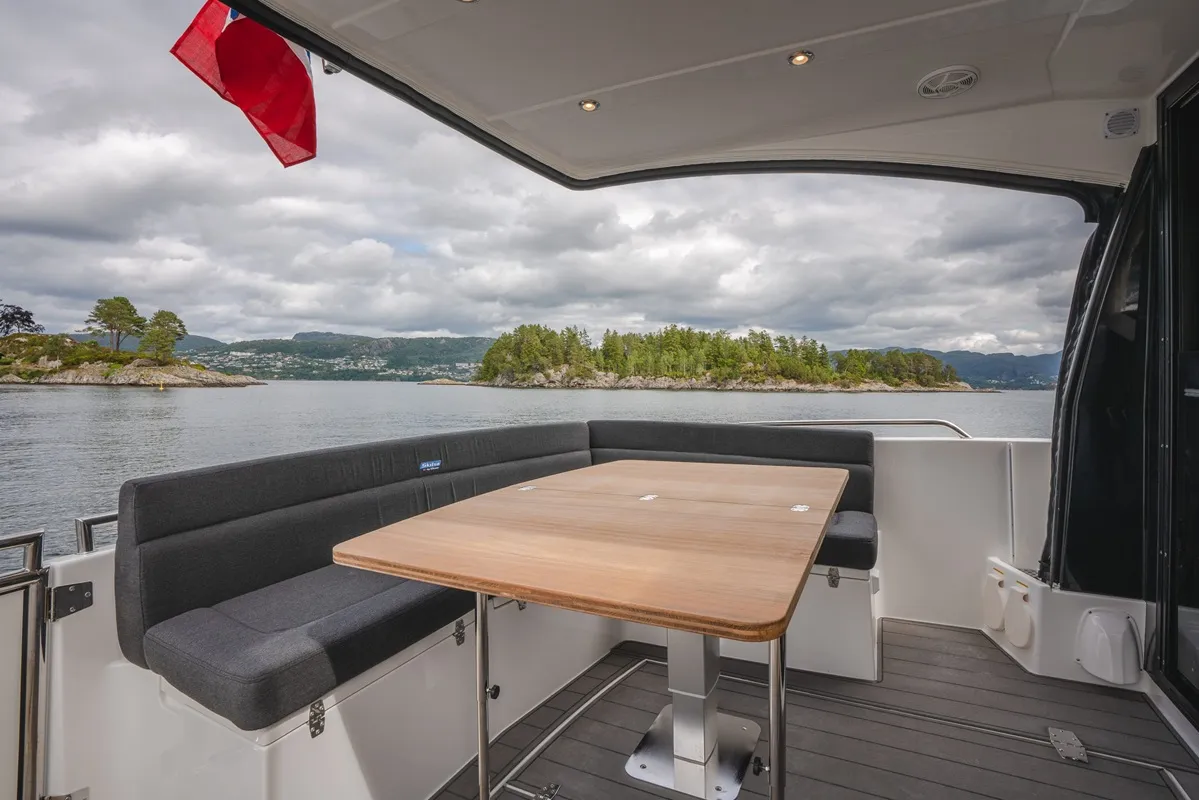 Deck of Sunset, a Viknes S40 Fly motor yacht at Općina Sukošan, Croatia