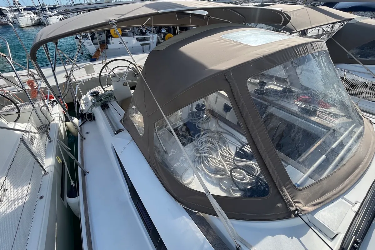 Cockpit of KATRINA, a Jeanneau Sun Odyssey 509 sailboat at Sukošan, Croatia