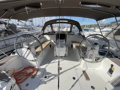 Cockpit of KATRINA, a Jeanneau Sun Odyssey 509 sailboat at Sukošan, Croatia