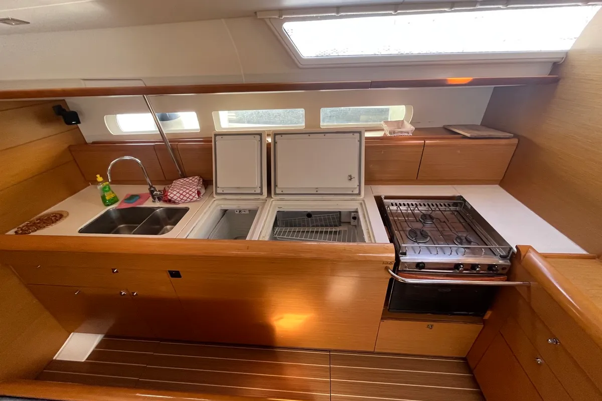 Galley of KATRINA, a Jeanneau Sun Odyssey 509 sailboat at Sukošan, Croatia