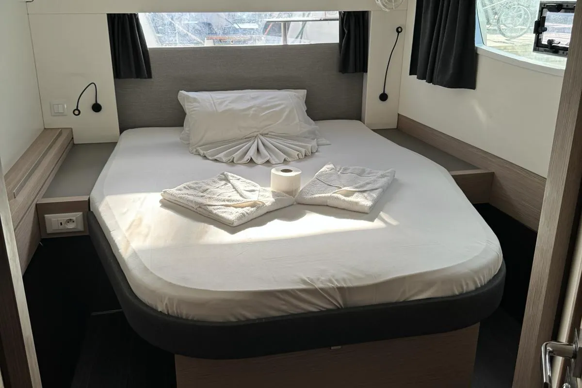 Cabin on ROXY II, a Fountaine Pajot Astréa 42 catamaran at Alameda, United States