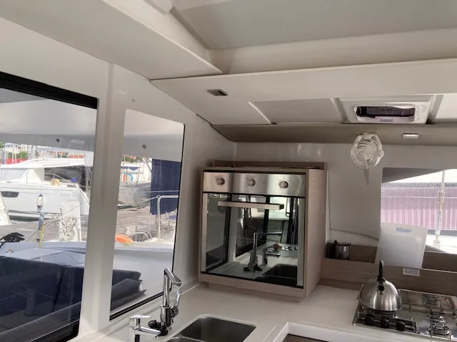 Galley of ROXY II, a Fountaine Pajot Astréa 42 catamaran at Alameda, United States