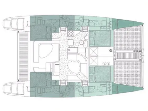 Deck of Alboran Mahanga (Cabo Verde), a Voyage 440 catamaran at Murdeira, Cape Verde