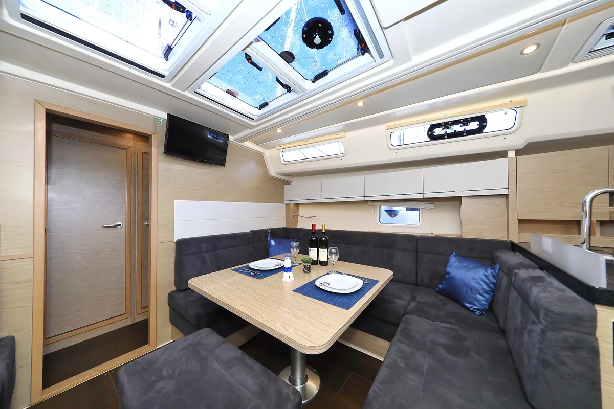 Salon of Adagio, a Hanse 458 sailboat at Grad Biograd na Moru, Croatia