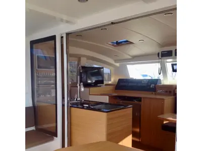 Salon of Amuni', a Gulet C-CAT 37 catamaran at Capo d'Orlando, Italy