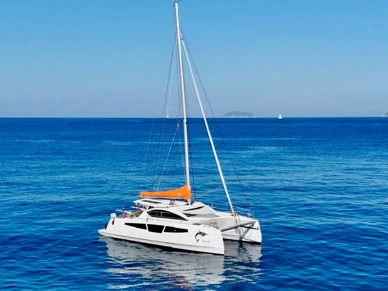 Exterior view of Amuni', a Gulet C-CAT 37 catamaran at Capo d'Orlando, Italy