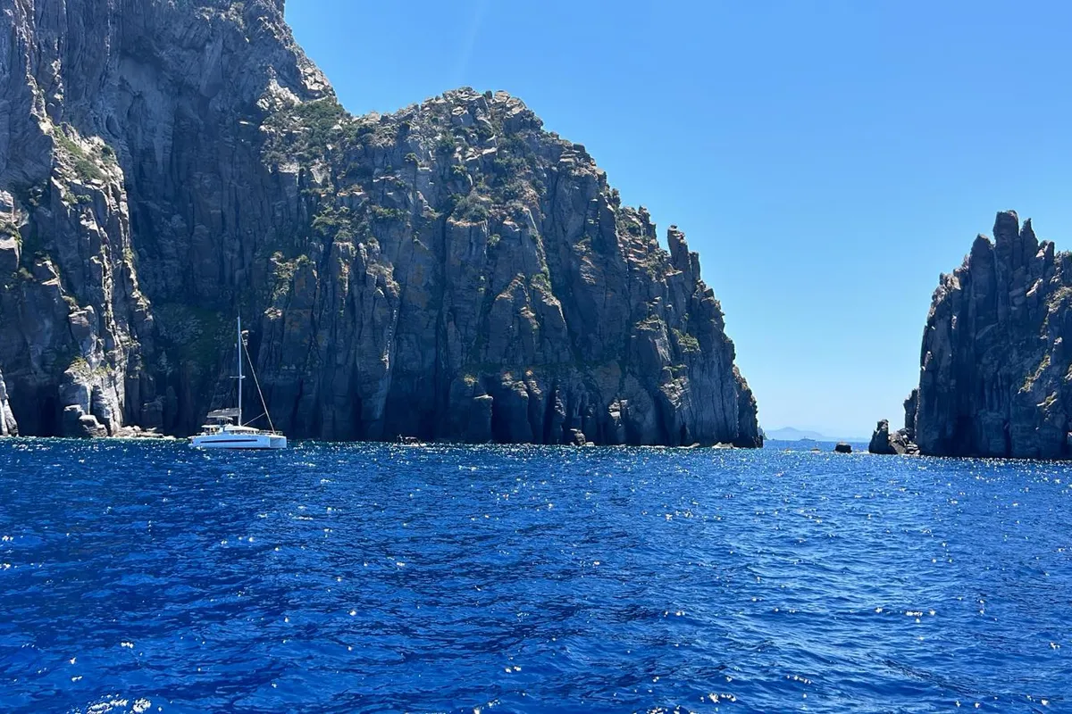Exterior view of Amuni', a Gulet C-CAT 37 catamaran at Capo d'Orlando, Italy