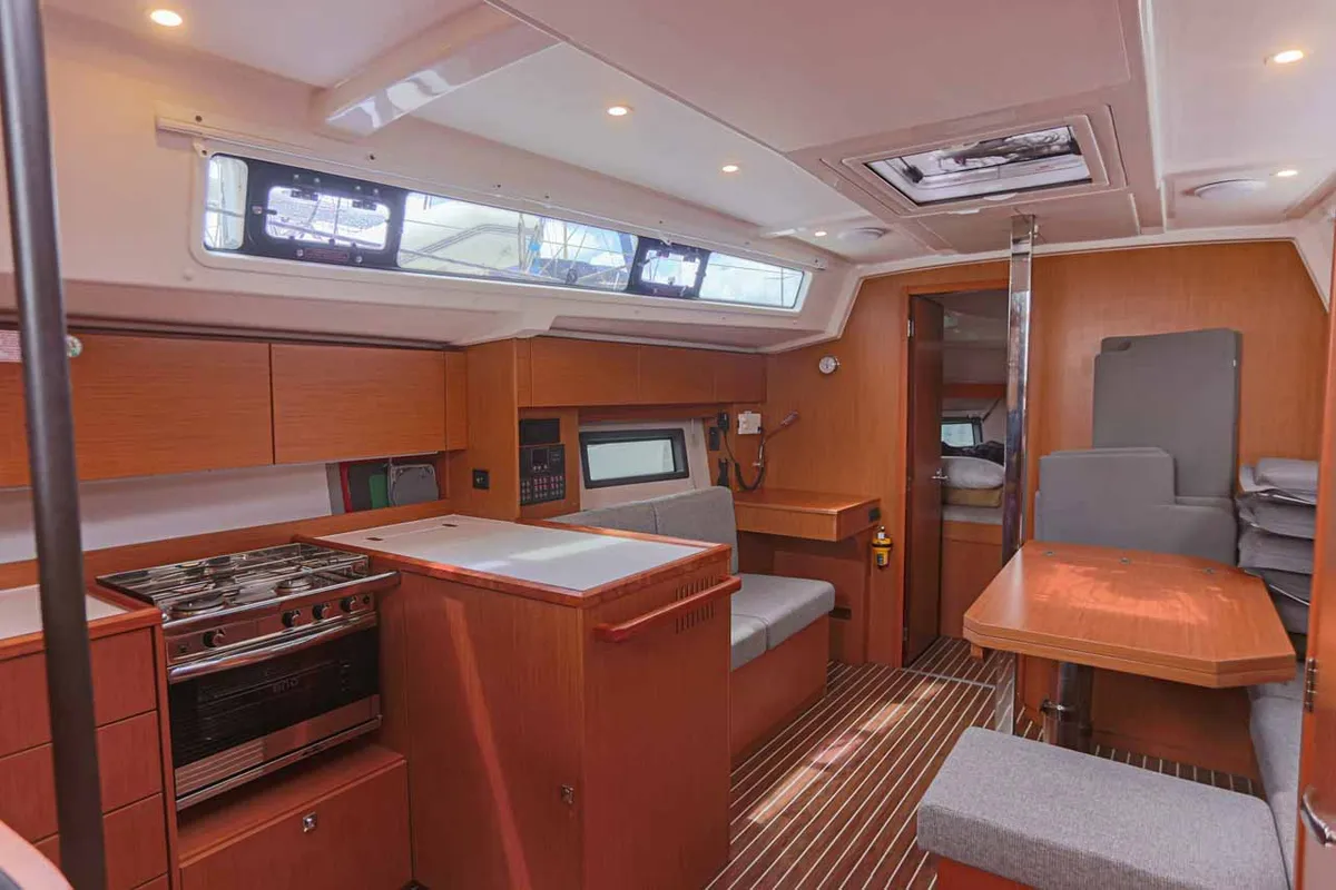 Galley of Cloud Rider, a Bavaria C38 sailboat at Municipal Unit of Lefkada, Greece