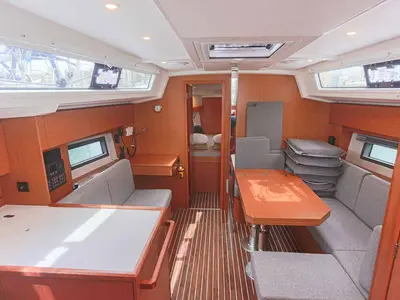 Salon of Cloud Rider, a Bavaria C38 sailboat at Municipal Unit of Lefkada, Greece