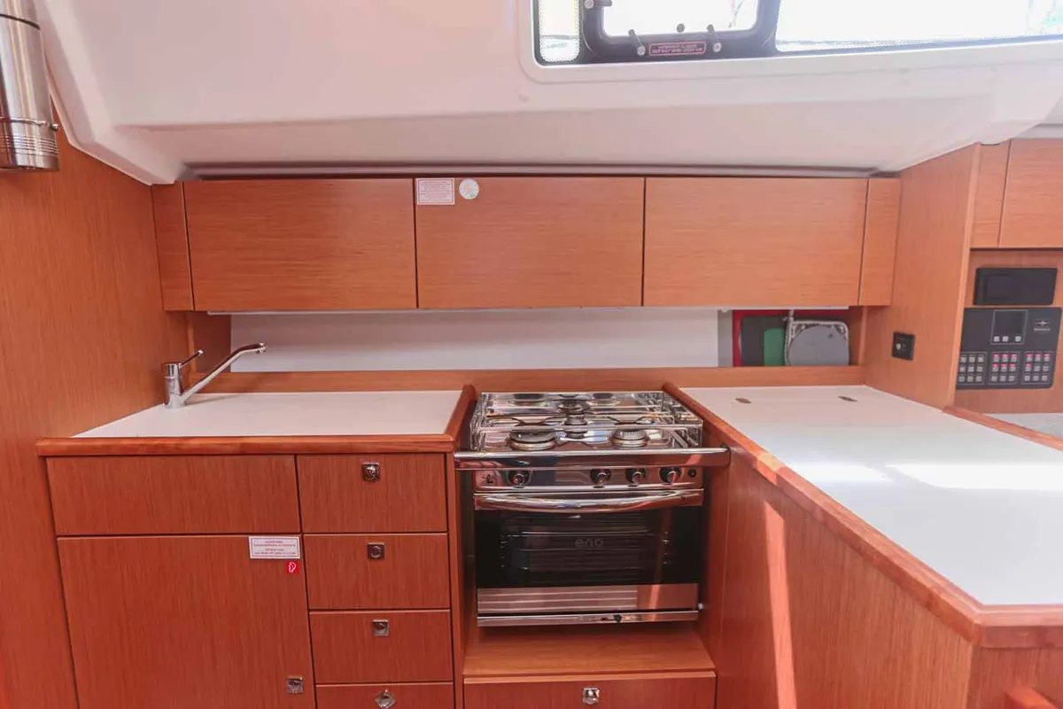 Galley of Cloud Rider, a Bavaria C38 sailboat at Municipal Unit of Lefkada, Greece