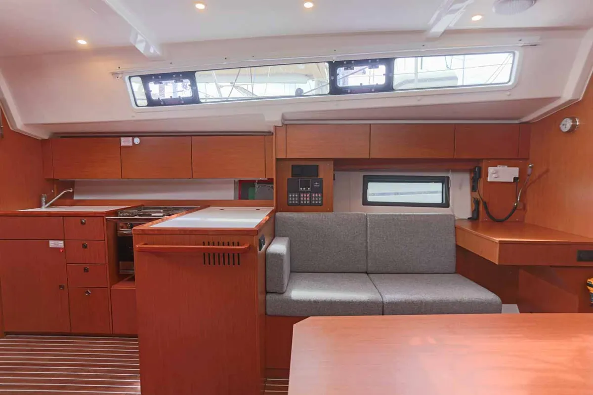 Salon of Cloud Rider, a Bavaria C38 sailboat at Municipal Unit of Lefkada, Greece