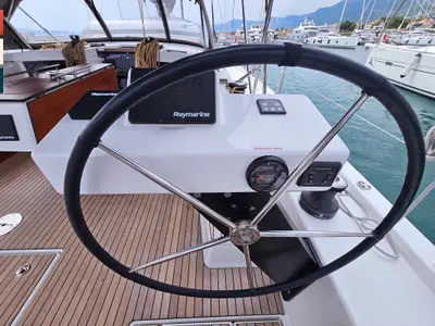 Cockpit of Piano, a Dufour 470 sailboat at Općina Rogoznica, Croatia