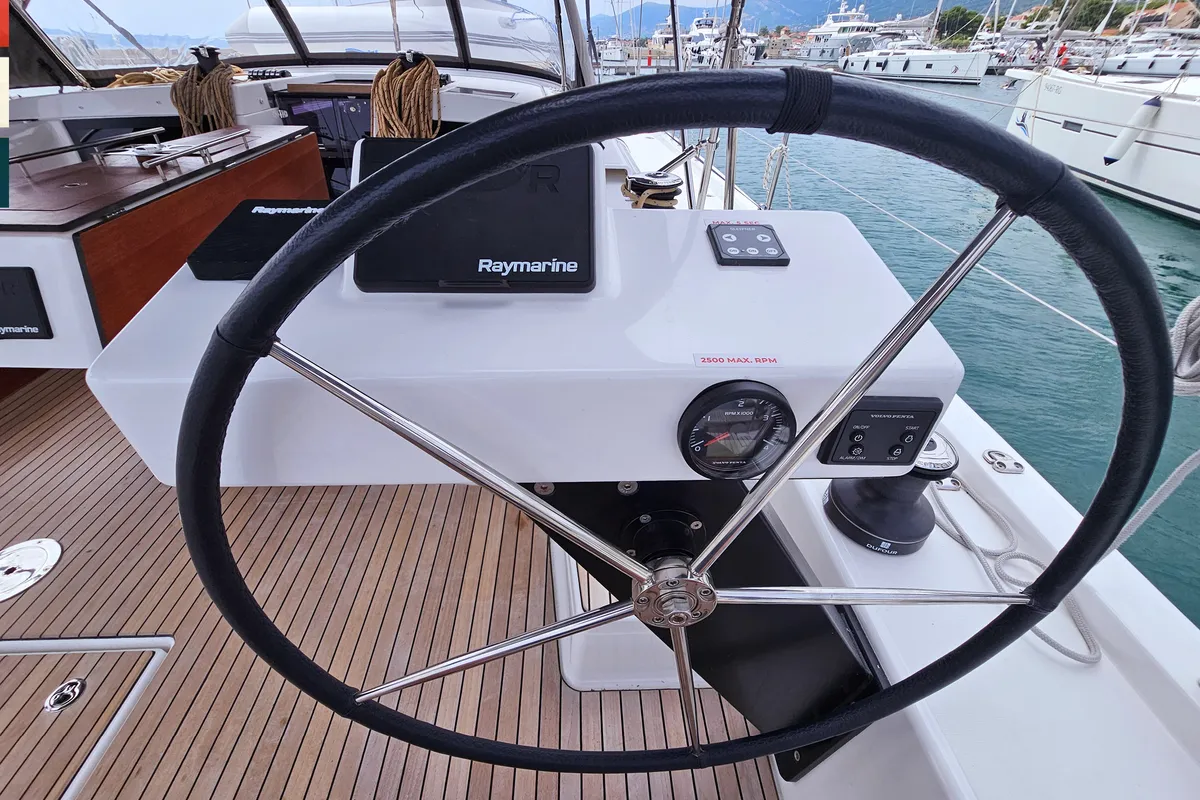 Cockpit of Piano, a Dufour 470 sailboat at Općina Rogoznica, Croatia