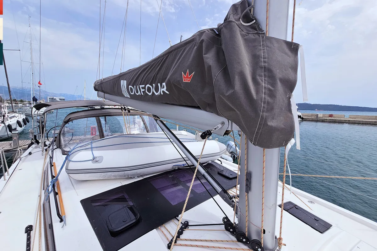 Deck of Piano, a Dufour 470 sailboat at Općina Rogoznica, Croatia