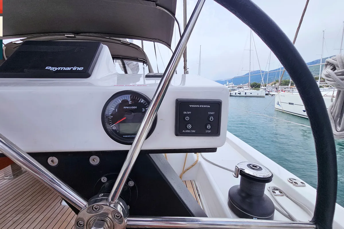Cockpit of Piano, a Dufour 470 sailboat at Općina Rogoznica, Croatia