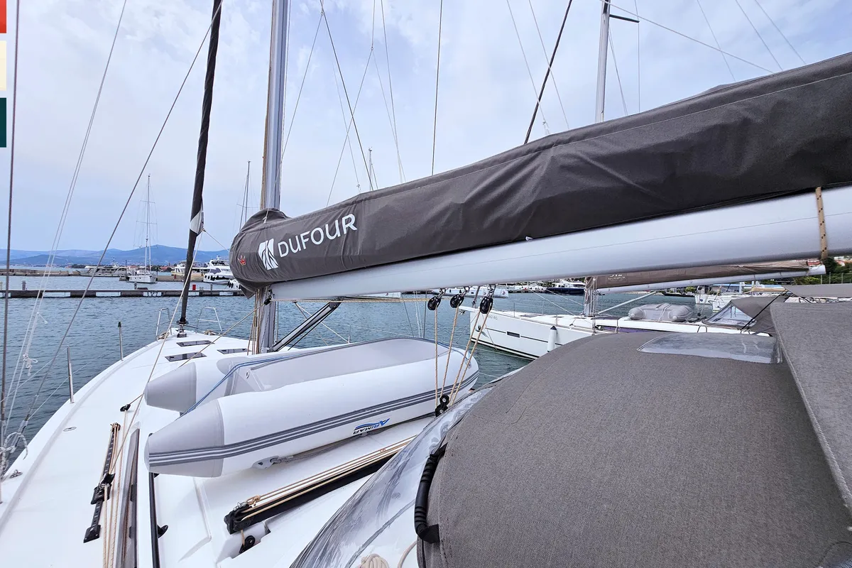 Deck of Piano, a Dufour 470 sailboat at Općina Rogoznica, Croatia