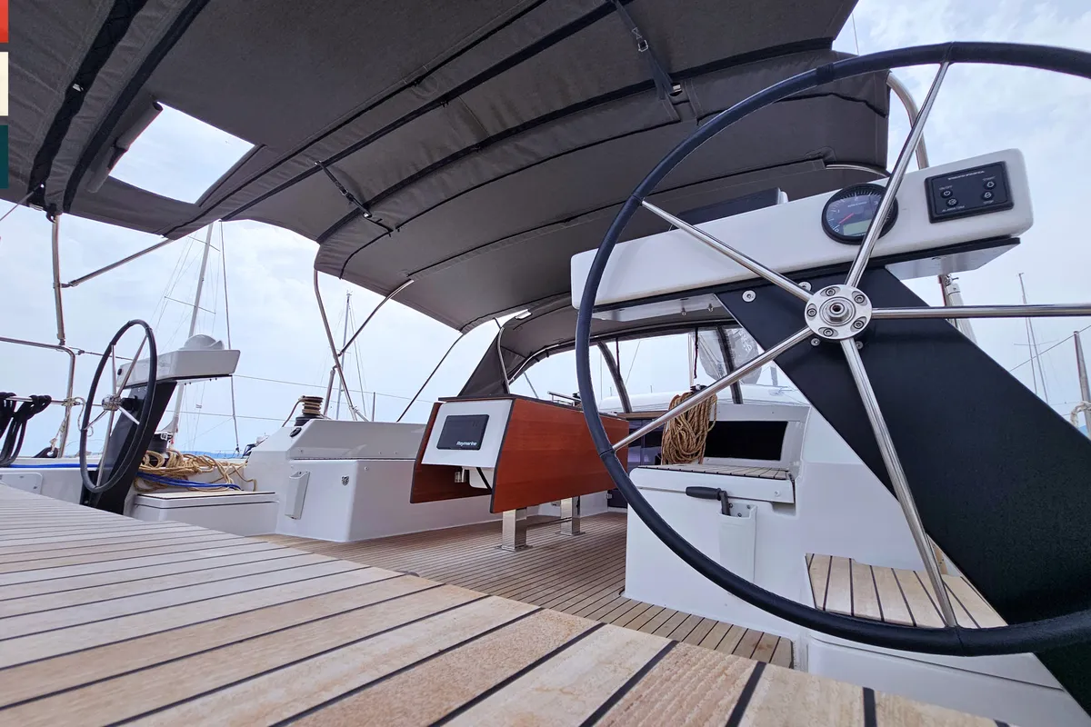 Cockpit of Piano, a Dufour 470 sailboat at Općina Rogoznica, Croatia