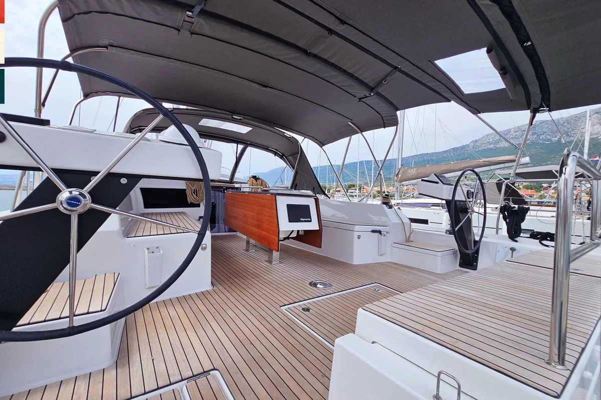 Cockpit of Piano, a Dufour 470 sailboat at Općina Rogoznica, Croatia