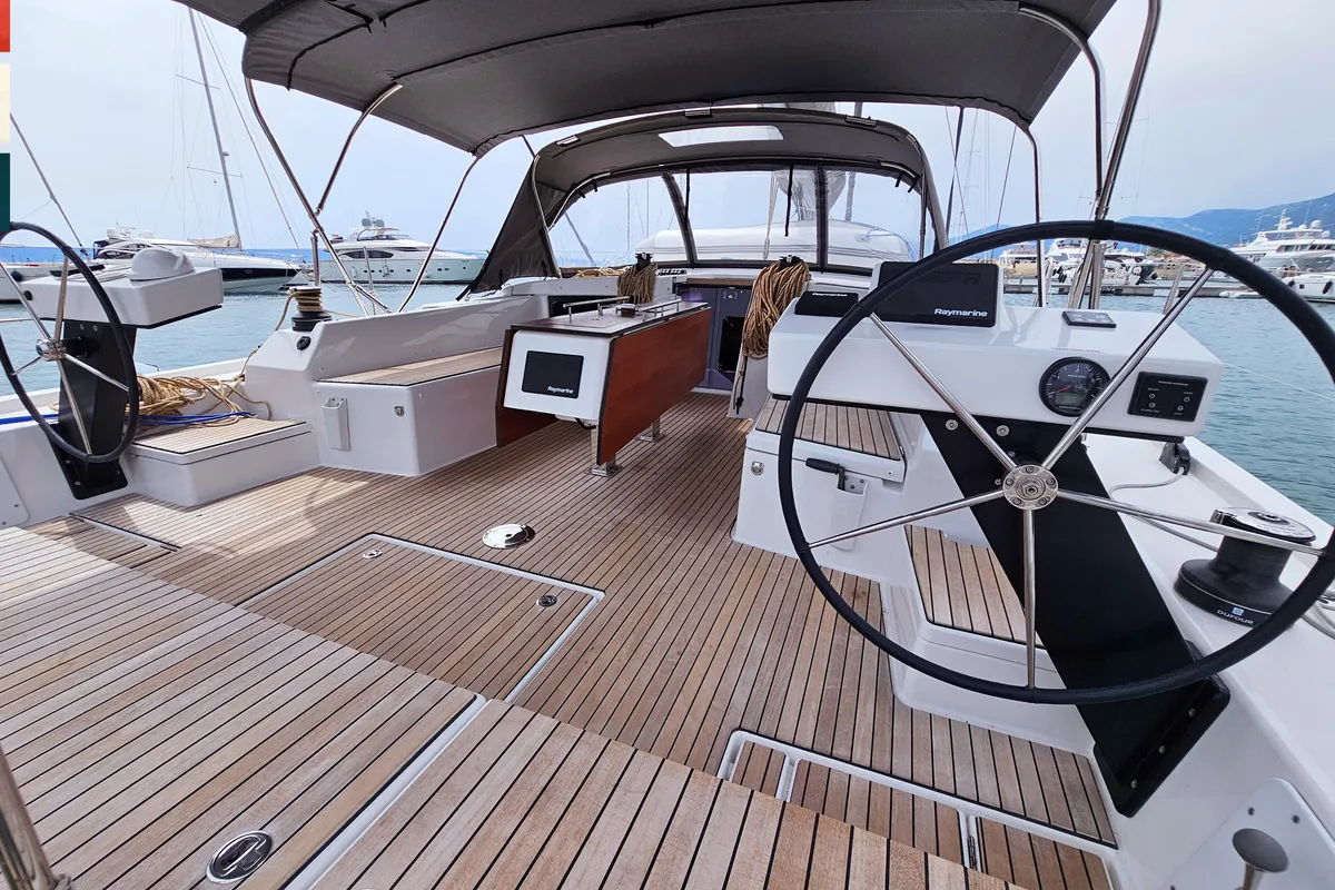 Cockpit of Piano, a Dufour 470 sailboat at Općina Rogoznica, Croatia