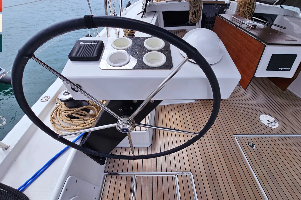 Cockpit of Piano, a Dufour 470 sailboat at Općina Rogoznica, Croatia