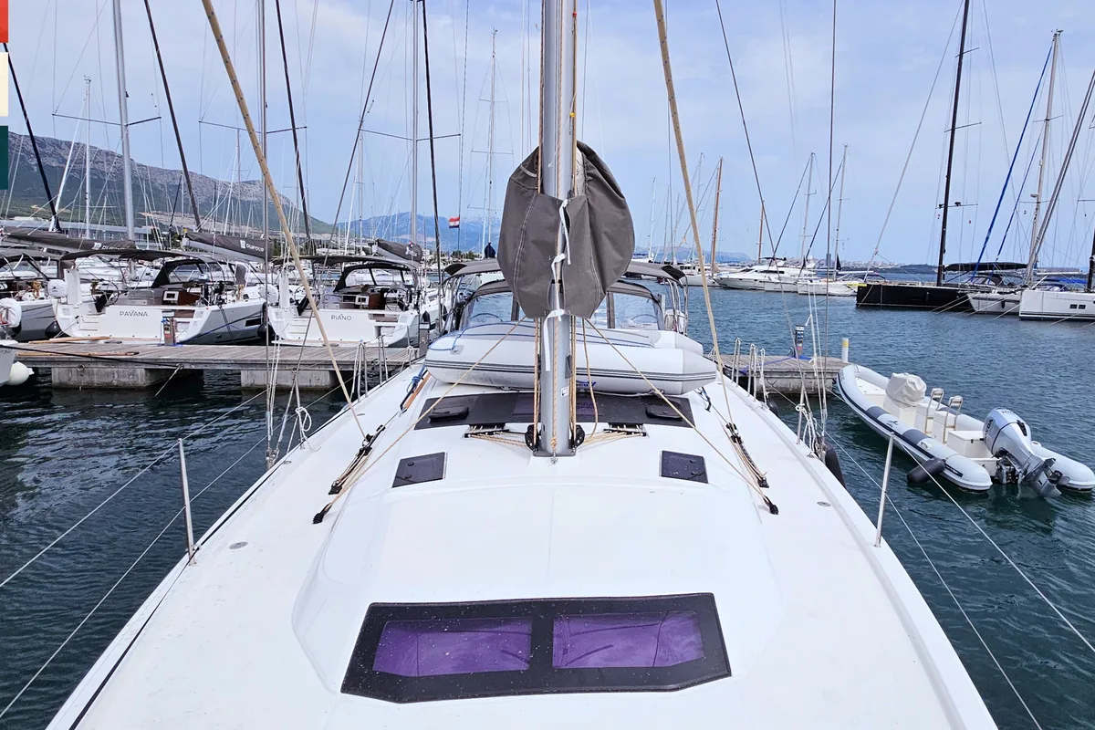 Deck of Piano, a Dufour 470 sailboat at Općina Rogoznica, Croatia
