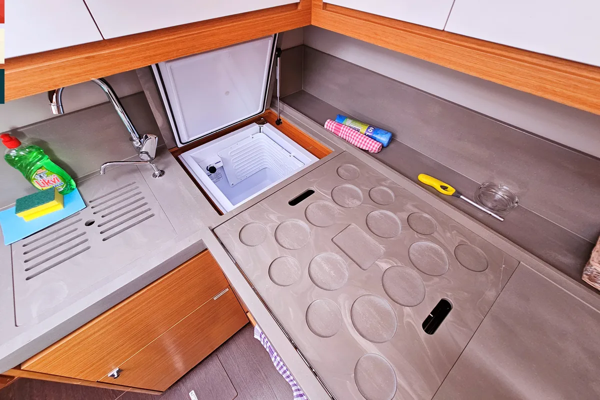Galley of Piano, a Dufour 470 sailboat at Općina Rogoznica, Croatia