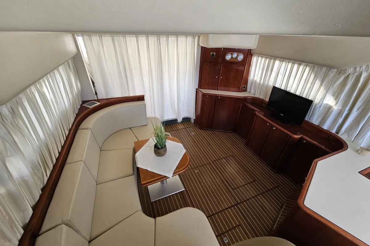 Salon of Carpe Diem, a Princess 480 motorboat at Primošten, Croatia