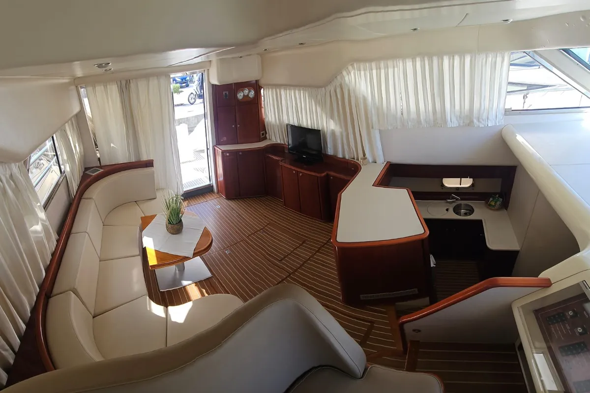 Salon of Carpe Diem, a Princess 480 motorboat at Primošten, Croatia